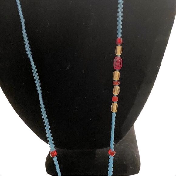 Vintage Handmade Native American Glass Bead Pouch Necklace - Picture 3 of 5